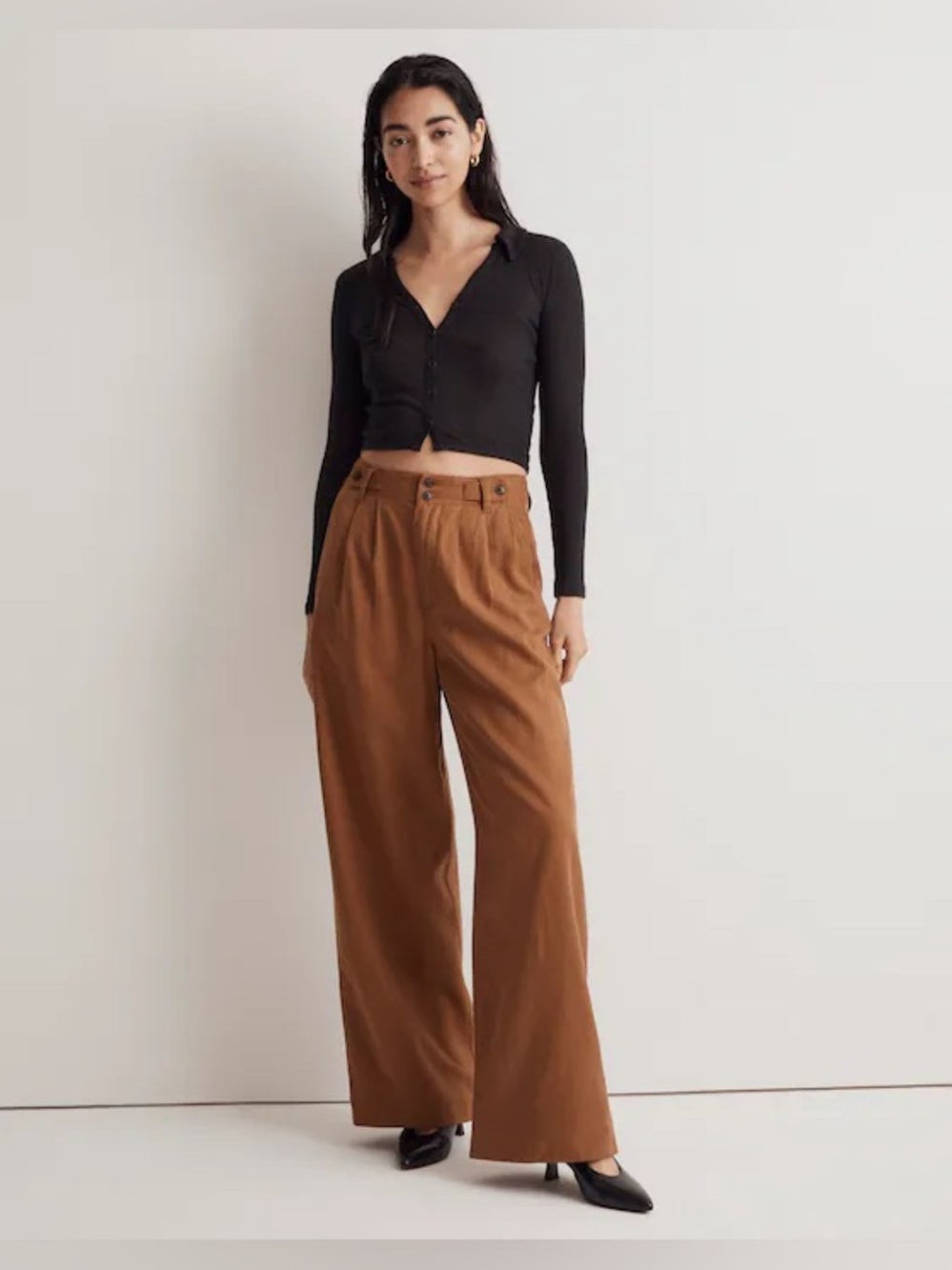 Madewell Acorn The Harlow Wide-Leg Linen Blend Pants Size 6 Buyer Favorite